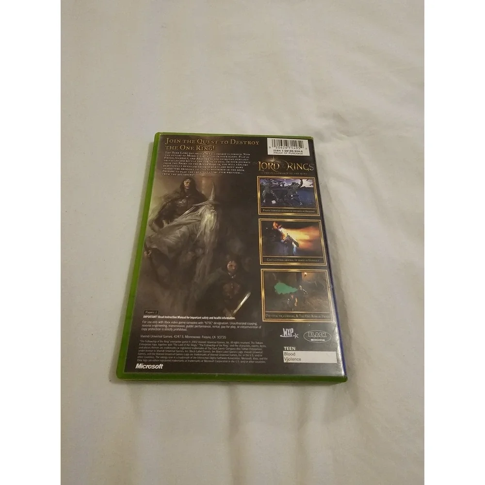 The‎ Lord of the Rings: The Fellowship of the Ring (Xbox) – Case & Manual ONLY